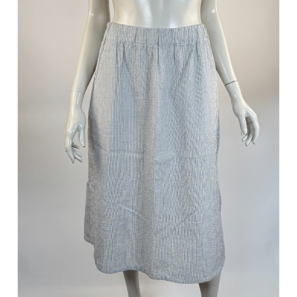 Eileen Fisher Organic Cotton Ripple Pocket Skirt‎ Women L EUC $178 Elastic waist
